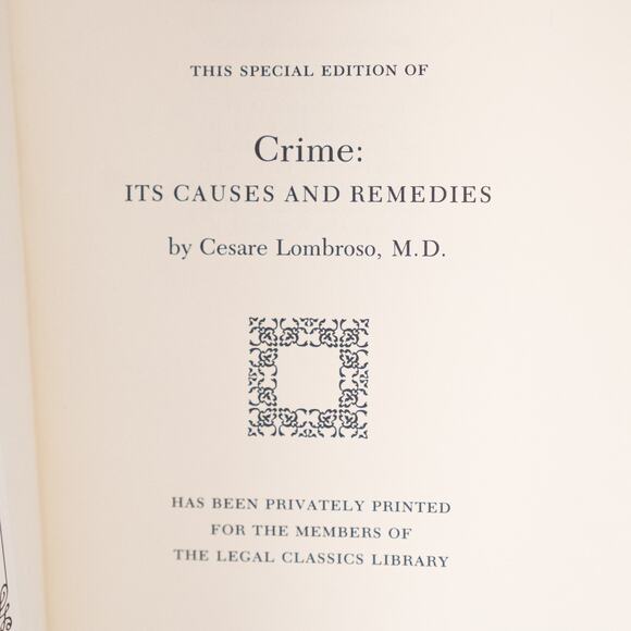 Crime: Its Causes and Remedies Legal Classics Library Lombroso Gryphon 1994 - Picture 6 of 7